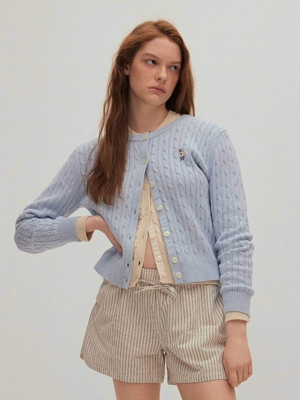 WHO.A.U Steve Cable Cardigan - Light Blue / Size S - Picture 2 of 6